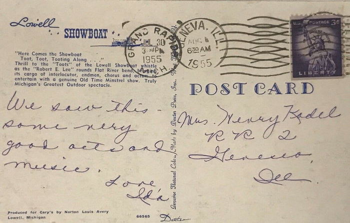 Lowell Showboat VI - Postcard (newer photo)